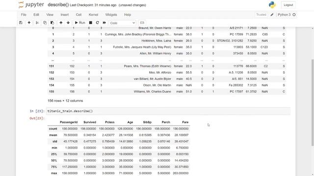 describe function in pandas смотреть онлайн