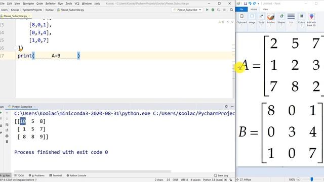 matrix addition and subtraction in python programming + Example смотреть онлайн