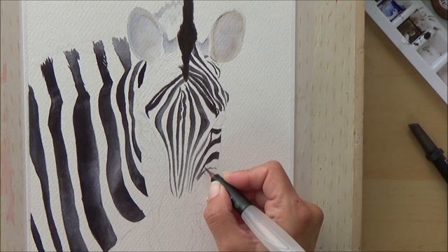?How to Paint with a WATER BRUSH - Pros and Cons | testing Derwent waterbrush | paint a ZEBRA смотреть онлайн