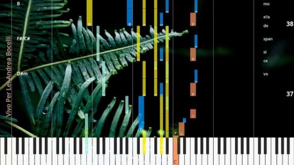 🎹Vivo Per Lei, Chord & Lyrics, Andrea Bocelli, Synthesia Piano