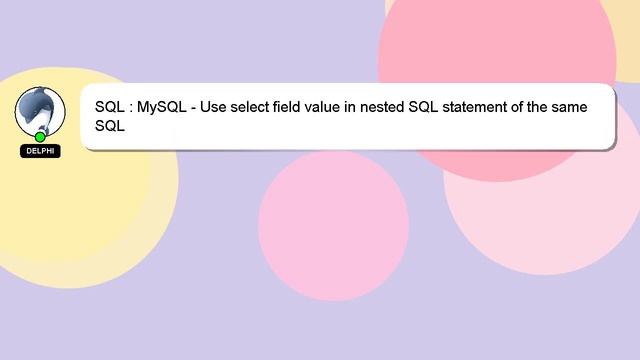 SQL : MySQL - Use select field value in nested SQL statement of the same SQL смотреть онлайн