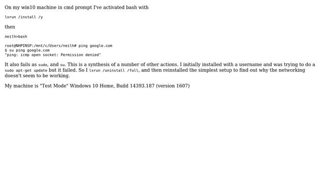 Why does ping fail with "icmp open socket: Permission denied" on Bash on Win 10? (2 Solutions!!) смотреть онлайн