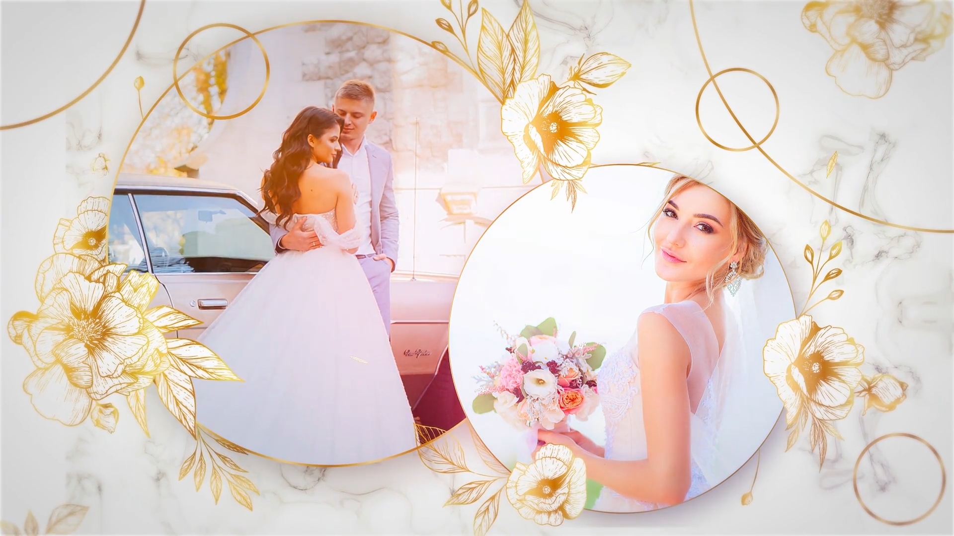 Свадебное слайд-шоу Золотые Цветы Golden Wedding Slideshow Circles and Flowers Videohive смотреть онлайн