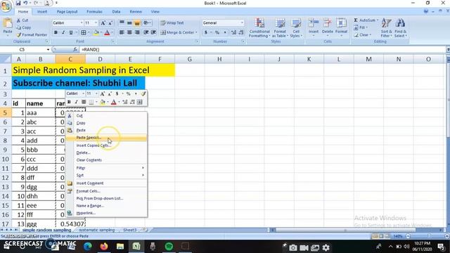simple random sampling in MS #Excel by Dr. Shubhi Lall смотреть онлайн