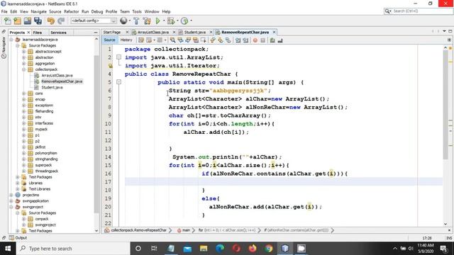 COLLECTION FRAMEWORK IN JAVA PART 5 | Program on ArrayList Removing repeated character with functio смотреть онлайн