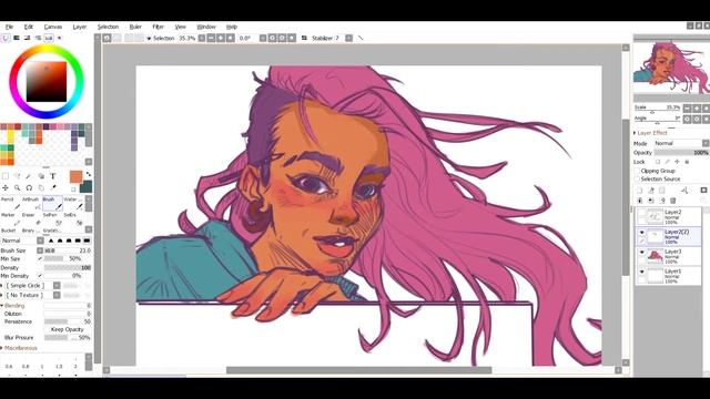 Урок рисования в Paint Tool SAI 2 || Цифровой автопортрет || Painterkot смотреть онлайн