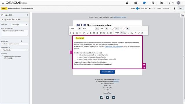 Oracle Eloqua - Adding Hyperlinks in the Design Editor смотреть онлайн