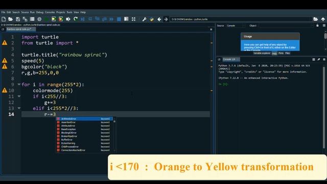 Rainbow Spiral using Python Turtle смотреть онлайн