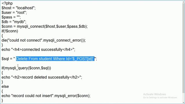Delete Record in PHP смотреть онлайн