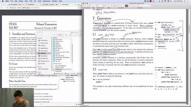 CS 61A Fall 2017 Discussion 09: Delayed Expressions - Generators Intro смотреть онлайн