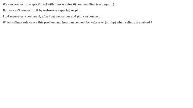 linux commandline can connect but webserver (or php) can't connect смотреть онлайн