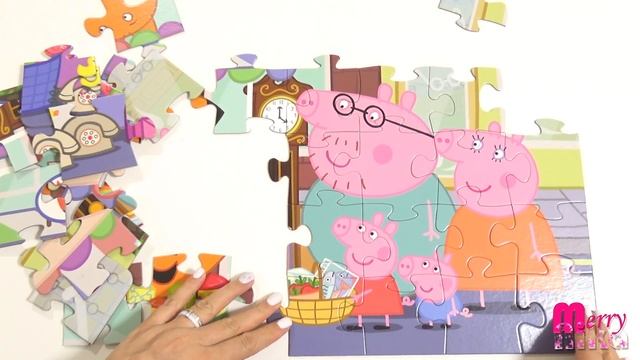 Папа Свин покупает сыр у Мистера Лиса - собираем большой пазл для детей | Merry Nika смотреть онлайн