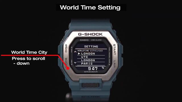 GBX-100 G-Shock Module 3482 How to adjust World Time setting, City, DST - TUTORIAL смотреть онлайн
