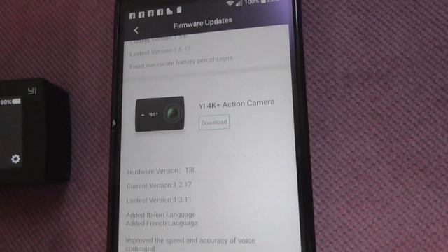 Yi 4K+ Firmware Update (through Smartphone)
