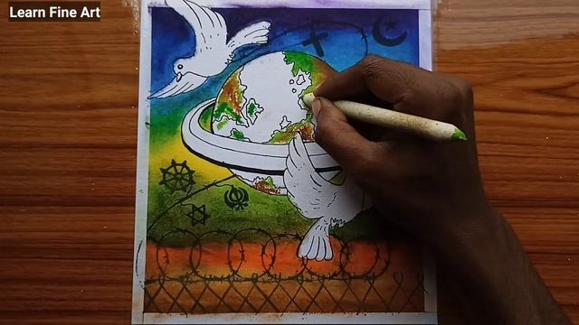 World peace day drawing|We are together drawing| Communal harmony drawing. смотреть онлайн
