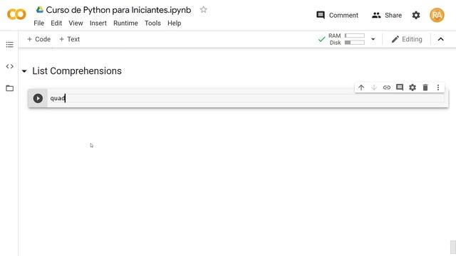CURSO RÁPIDO DE PYTHON PARA INICIANTES COM GOOGLE COLAB - AULA 4: FOR, WHILE e Funções смотреть онлайн