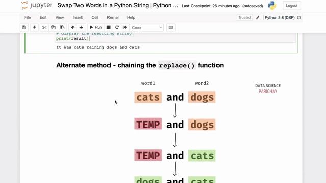 Swap Two Words in a Python String | Python Tutorial смотреть онлайн