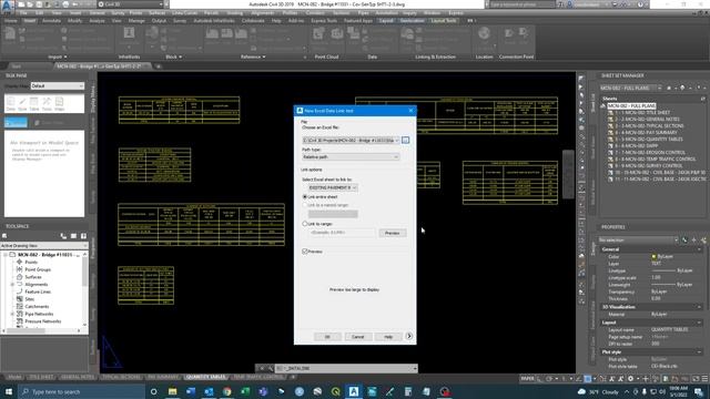 Data Link to Excel Table - Civil 3D смотреть онлайн