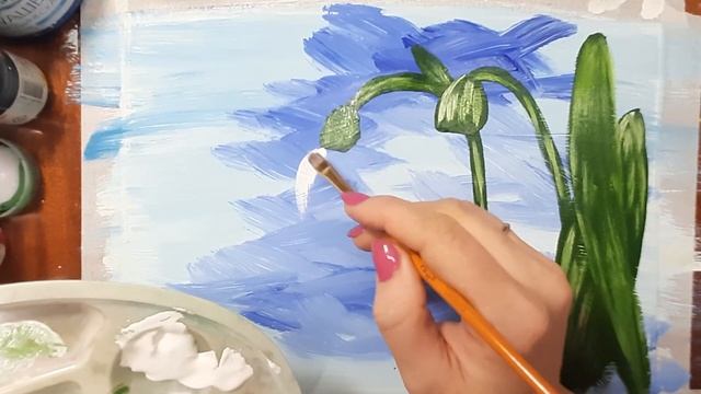 Подснежники красками гуашь, легко. Рисуем весну гуашью, поэтапно. Правополушарное рисование с детьм смотреть онлайн