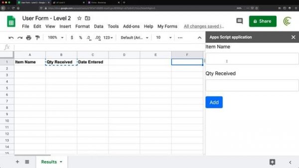 Google Sheets UserForm - Send Data from Form to Spreadsheet