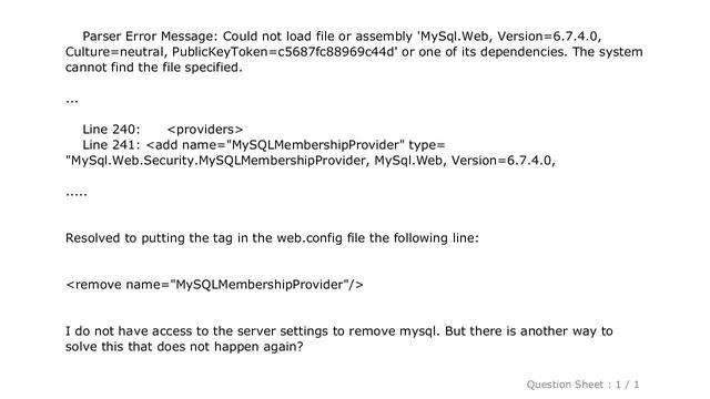 MySQL : In my server saying "Could not load file or assembly 'MySql.Web..." but I have mysql in my смотреть онлайн