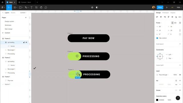 Payment Success Button Animation in Figma смотреть онлайн