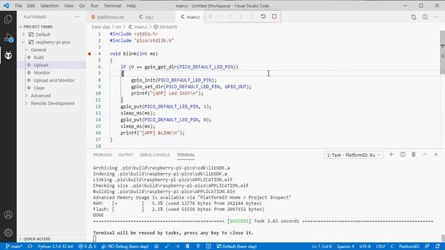 Raspberry Pi Pico RP2040 - PlatformIO Debug смотреть онлайн