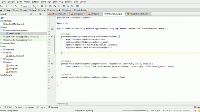 spinner android studio tutorial смотреть онлайн
