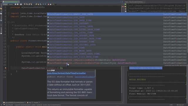 Java Ejercicio: 435 Formatear Fecha y Hora (LocalDateTime) para Presentación con DateTimeFormatter смотреть онлайн