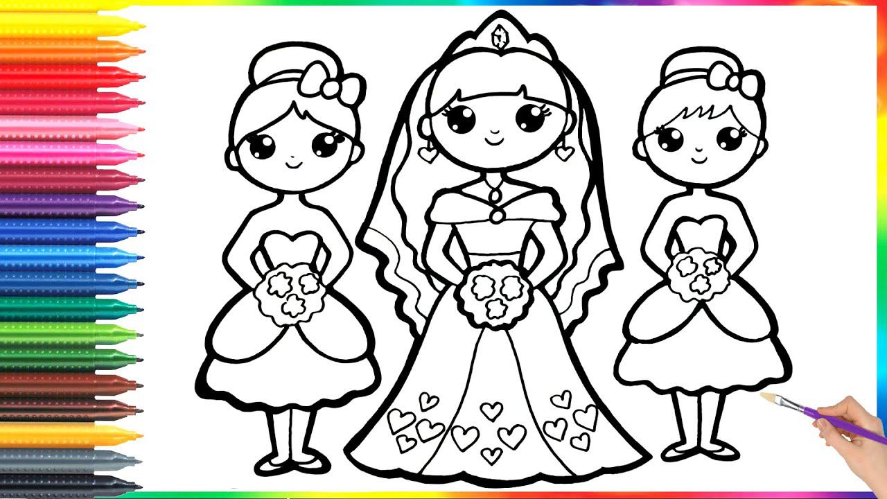 How To Draw A Bride And Bridesmaids For Children/Cómo Dibujar Novias Y Damas De Honor Para Niños