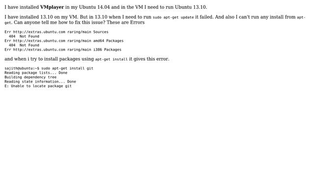 Unix & Linux: Apt-get update and installed failed in ubuntu 13.10 in virtual machine смотреть онлайн