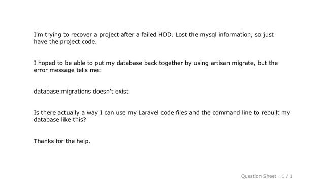 MySQL : Laravel migrations table not found смотреть онлайн