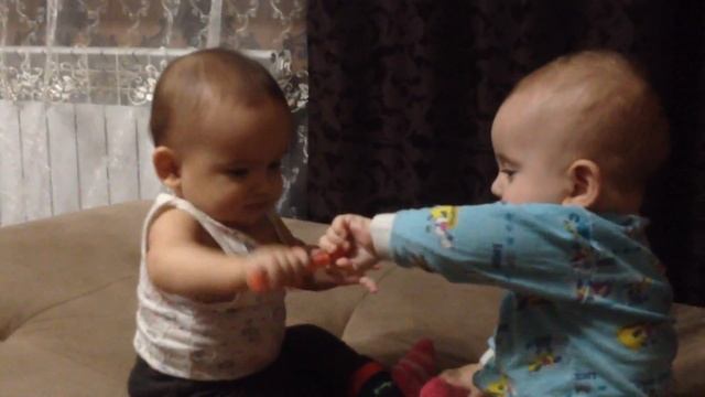 Двойняшки не могут поделить игрушку (мальчик девочка) смотреть онлайн