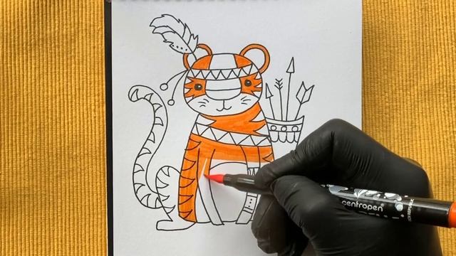 Рисуем тигра индейца/ draw an indian tiger смотреть онлайн