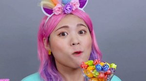 Радужный креповый торт с конфетами Мукбанг DONA ДОНА Русский