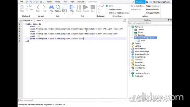 Making a Colour Changing Brick | Roblox Scripting Tutorials | SlenderPlayz смотреть онлайн