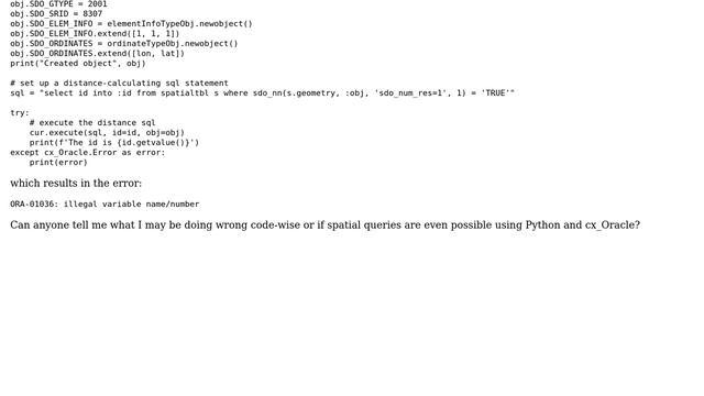 GIS: Are spatial queries possible using Python and cx_Oracle? смотреть онлайн