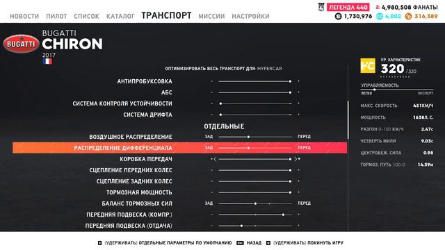 THE CREW 2. PRO-НАСТРОЙКИ ДЛЯ BUGATTI CHIRON