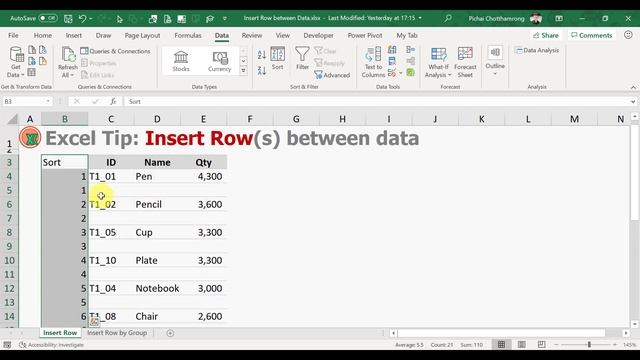 [ENG] Excel Tip: Insert Row(s) Between Data or Data Group (NO VBA) смотреть онлайн