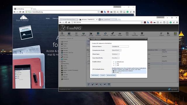 FreeNas: Owncloud Setup (Adding the dataset) смотреть онлайн