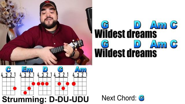 WILDEST DREAMS - Taylor Swift (Ukulele Cover & Play Along with Chords & Lyrics) смотреть онлайн