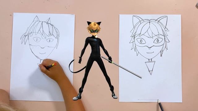 Як легко намалювати Супер Кота! Cat Noir уроки малювання. смотреть онлайн