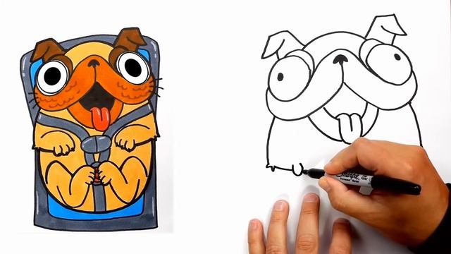 Как нарисовать Мончи из мультфильма Митчеллы против машин / Учимся рисовать мопса Мончи смотреть онлайн