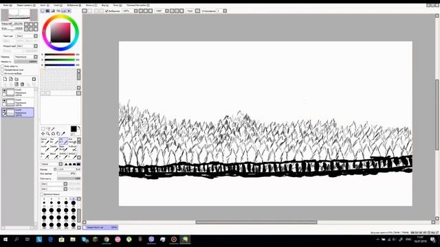 Нарисовал пейзаж в SAI! черно белое! смотреть онлайн