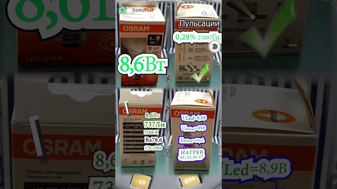 Osram 9W E27 #diy #ремонт #лампа #обзор #light #техника #техника #распаковка #инженер смотреть онлайн