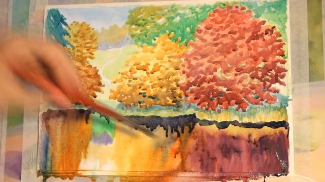 Как нарисовать поэтапно ОСЕНЬ акварелью/подробный видео урок