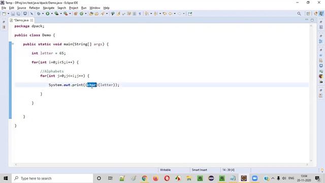 Java program to print the Right Triangle Alphabet Pattern смотреть онлайн