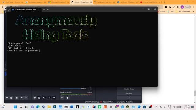 Demo of hackingtool, display multi color text in Powershell terminal with Docker -- Docker смотреть онлайн