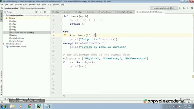Calling a function from within try block - Lesson 134 смотреть онлайн