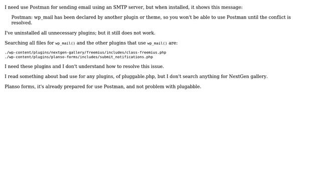 Wordpress: Postman: wp_mail has been declared by another plugin or theme смотреть онлайн